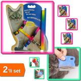 HerEveOyuncak Multicolor Kedi Tasması + Kedi Köpek Bit Pire Tarağı - 2li Set X7Y1M4
