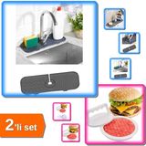 Hereveoyuncak Mutfak Banyo Esnek Batarya Su Tutucu Matı + Hamburger Yapma Pres ve Köfte Kalıbı - 2li Set Y9A9Y0
