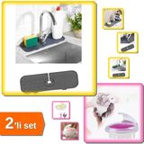 Hereveoyuncak Mutfak Banyo Esnek Musluk Lavabo Matı + Ince Uçlu Silikon Saç Yıkama Masaj Aleti - 2li Set C9K3A3