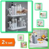 Hereveoyuncak Mutfak + Banyo Organizatörü 2 Adet Raf Baharatlık + Döner Kapaklı Mini Çöp Kovası - T4M6D8