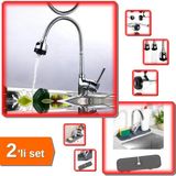 Hereveoyuncak Oynar Başlıklı 2 Fonksiyonlu Spiral Musluk Başlığı + Esnek Musluk Lavabo Matı - 2li Set A8A1C6