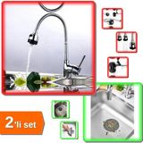 Hereveoyuncak Oynar Başlıklı 2 Fonksiyonlu Spiral Musluk + Silikon Mutfak Lavabo Süzgeci - 2li Set X0D9Z9