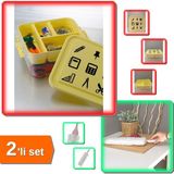 Hereveoyuncak Oyuncak Kırtasiye Malzemeleri Hobi Saklama Kutusu + Toz Alıcı Microfiber Peluşlu - 2li Set P9H6W9