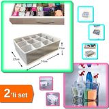 Hereveoyuncak Pratik 12 Bölmeli Çekmece Düzenleyici Organizer + Beyaz Buzdolabı Düzenleyici Sepet Caddy - 2li Set