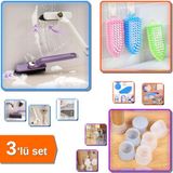 Hereveoyuncak Pratik 3’lü Set: Masa Sandalye Ayak Silikon + Cımbızlı Döner Fırça + Bükülebilir Fırçaa | C4R9HP