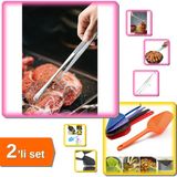 Hereveoyuncak Pratik Et Kızartma Maşası Pişirme Cımbızı + Süzgeçli Kepçe - 2li Set H3N6B7