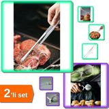 Hereveoyuncak Pratik Et Pişirme Maşası Cımbızı + Paslanmaz Kakao Pudra Eleği Maşalı Çay Demleme - 2li Set G3X5W0