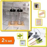 Hereveoyuncak Pratik Kaşık - Kapak - Kepçe Tutucu + Ahşap 2 Bölmeli Yağdanlık - Sosluk Standı 2li Set – X1B9QE