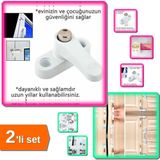 Hereveoyuncak Pvc Kapı Pencere Emniyet Kilidi Çelik + 2 Adet Geçmeli Çocuk Koruma Kilidi - 2li Set Q8Q9V8