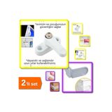 Hereveoyuncak Pvc Kapı Pencere Emniyet Kilidi - Çelik + 2 Adet Yapışkanlı Vidasız Köşe Kapak Kilidi - 2li Set 0mcv