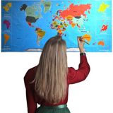 Hereveoyuncak Renkli Atlas Dünya Haritası Manyetik Yapıştırıcı Gerektirmeyen Duvar Stickerı 118 cm * 56 Cmm