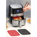 Hereveoyuncak Renkli Isıya Dayanıklı Yıkanılabilir Silikon Fırın ve Airfryer Kare Pişirme Matı 21,5 cm - Siiyah
