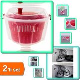 Hereveoyuncak Salata Kurutucu Süzgeçli + Tencere Kapak Organizeri 6 Bölmeli - 2li Set SALATA