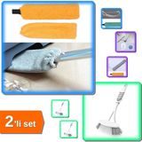 Hereveoyuncak Saplı Mikrofiber Başlıklı Girintili Yüzey Temizleme Mopu + Lavabo Temizleme Fırçası - 2li Set J5D0S0