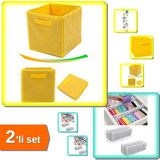 Hereveoyuncak Sarı Çok Amaçlı Dolap Içi Düzenleyici Kutu + 10 Gözlü M Beden Akordiyon Organizer - 2li Set J2B5J3