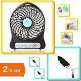 Hereveoyuncak Şarjlı Taşınabilir Mini Fan Vantilatör + Pilli Süt ve Kahve Köpürtücü Karıştırıcı - 2li Set R6H9Q9