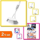 Hereveoyuncak Softon Lavabo ve Küvet Temizleme Fırçası + Bükülebilir Esnek Kenar Köşe Fırça - 2li Set H9J6C9