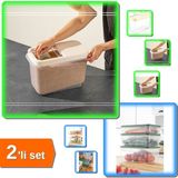 Hereveoyuncak Sürgülü Kapaklı 10 Lt Erzak Bakliyat + 5 Lt Vakumlu Mikrodalga Buzluk Saklama Kabı - 2li Set H9A2B3