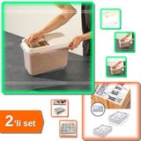 Hereveoyuncak Sürgülü Kapaklı 10 Lt Erzak Bakliyat Kabı + 12 Bölmeli Pratik Çekmece Düzenleyici - 2li Set T5K5C9