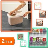 Hereveoyuncak Sürgülü Kapaklı 10 Lt Saklama Kabı + 6 Adet Buzdolabı Içi Mini Düzenleyici Kutu - 2li Set T9S0W8