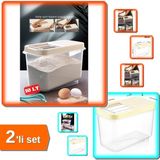 Hereveoyuncak Sürgülü Kapaklı Erzak Bakliyat Un Şeker Saklama Kabı + 10 Lt ve 7.5 Lt - 2li Set Q9T8R9