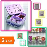 Hereveoyuncak Takı Dikiş Kutusu Hobi + 6 Adet Mini Buzdolabı Düzenleyici Kutu - 2li Set X5J6Z1