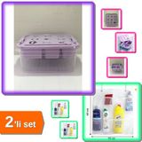 Hereveoyuncak Takı Dikiş Kutusu Saklama Hobi Kutusu + 8 Cepli Askılı Mutfak Banyo Düzenleyici - 2li Set X2F4J0