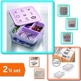 Hereveoyuncak Takı Dikiş Kutusu Saklama Kabı + 12 Bölmeli Pratik Çekmece Düzenleyici - 2li Set N2B0J2