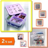 Hereveoyuncak Takı Dikiş Kutusu Saklama Kabı + Dolap Organizer Kutusu 2 Katlı - 2li Set K7V3D6