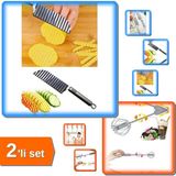Hereveoyuncak Tırtıklı Patates Kesme Bıçağı + Bas Çek Mikser - 2li Set XY123