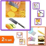 Hereveoyuncak Tırtıklı Patates Kesme Bıçağı + Chips Chopper - 2li Set ABC123