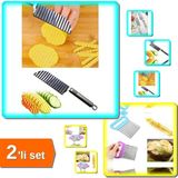 Hereveoyuncak Tırtıklı Şekilli Patates Kesme Bıçağı + Pratik Sebze ve Meyve Dilimleyici Doğrama - 2li Set B9D4X1