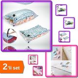 Hereveoyuncak Vakumlu Hurç 98X68 cm + 12 Adet Yorgan Kılıfı Çarşaf Nevresim Sabitleyici Klips - 2li Set Q7R5N9