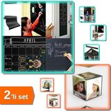 Hereveoyuncak Yapışkanlı Kara Yazı Tahtası Sticker Blackboard + Kübik Çerçeve Fotoğraf Çerçevesi - 2li Set N0J9Q1
