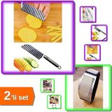 Hereveoyuncak Yeni Sarımsak Ezici Paslanmaz Çelik Garlic Press + Tırtıklı Patates Kesme Bıçağı - 2li Set X7P9QA