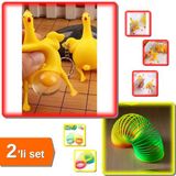 Hereveoyuncak Yumurtlayan Eğlenceli Tavuk Anahtarlık Stres Topu Oyuncak + Stres Yayı Büyük Boy - 2li Set K2M9H1