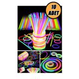 HERFİE 10 Adet Parti Eğlence Doğum Günü Parlayan Fosforlu Neon Renkli Eklenebilen Çubuklar