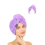 Heriya Tekli Paket Mikrofiber Saç Havlusu – 2 Düğmeli Saç Kurutma Bonesi – Baş Havlusu