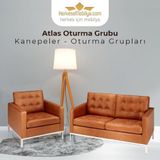 Herkese Mobilya Atlas Kahverengi Deri Ofis Kanepesi