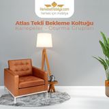 Herkese Mobilya Atlas Kahverengi Deri Tekli Ofis Kanepesi