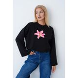 herkesemoda Kadın Lily Çiçeğ Baskılı Uzun Kollu Oversize Body
