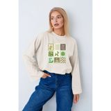 herkesemoda Kadın Retro Kolaj Baskılı Tesettüre Uygun Uzun kollu Body