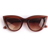 herkesetoptantic Cat Eye Oval Güneş Gözlüğü (Şeffaf Kahverengi - Kahverengi) - Koyu Kahve,Şeffaf