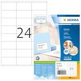 HERMA 4453 Adres Etiketi, 100 Yaprak, 70 x 36 mm, A4 Yaprak Başına 24 Adet, 2400 Çıkartma, Kendinden Yapışkanlı, Yazdırılabilir, Lazer, Mürekkep Püskürtmeli yazıcı için