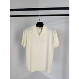 Hermes Premium Triko Polo Yaka Düğmeli T-Shirt – Yumuşak Dokulu, Nefes Alabilir, Şık Erkek Tişört - Beyaz