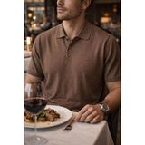 Hermes Premium Triko Polo Yaka Düğmeli T-Shirt – Yumuşak Dokulu, Nefes Alabilir, Şık Erkek Tişört - Kahve