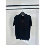 Hermes Premium Triko Polo Yaka Düğmeli T-Shirt – Yumuşak Dokulu, Nefes Alabilir, Şık Erkek Tişört - Siyah - 2XL