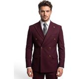HERMOSE Bordo Kırlangıç Yaka Kruvaze Takım Elbise - 6 Drop - 48