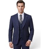 HERMOSE Sartorial | Gece Mavisi Çizgili Yelekli Takım Elbise - 6 Drop - 52