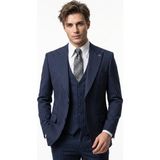 HERMOSE Sartorial | Gece Mavisi Çizgili Yelekli Takım Elbise - 6 Drop - 58